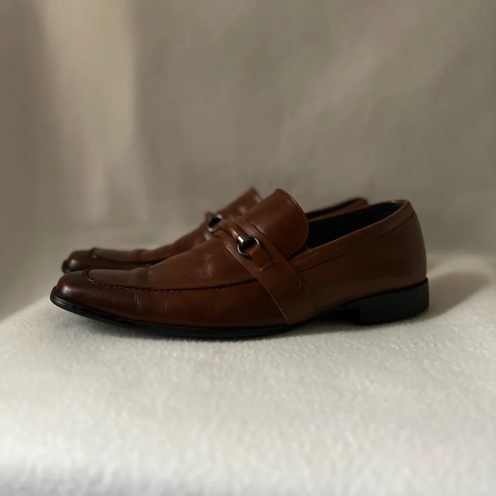 Steve Madden Size 10 1/2 Brown Leather Slip On Mens Shoes